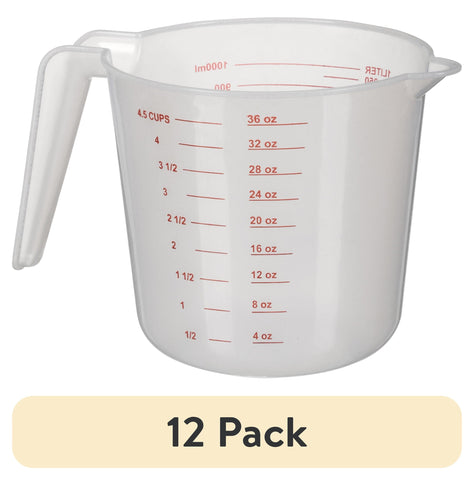 (12 pack) Mainstays 4 Cup PP Plastic Measuring Cup, 32 oz, Clear